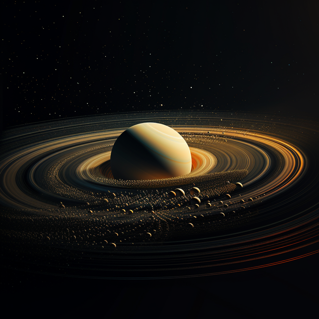 Mesmerizing image of Saturn's rings and some of its moons, showcasing complexity.