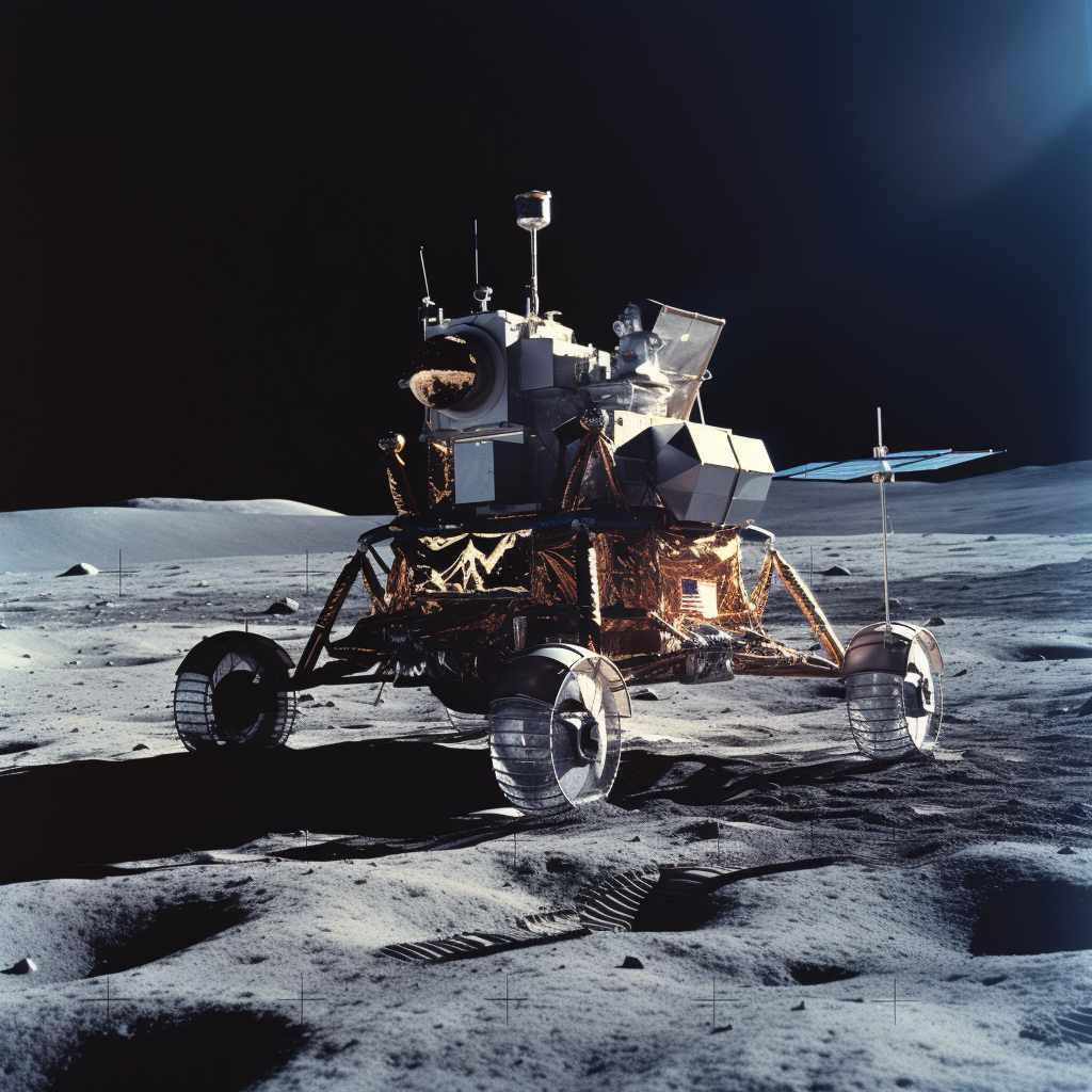 An illustration or photograph of a lunar probe on Moon