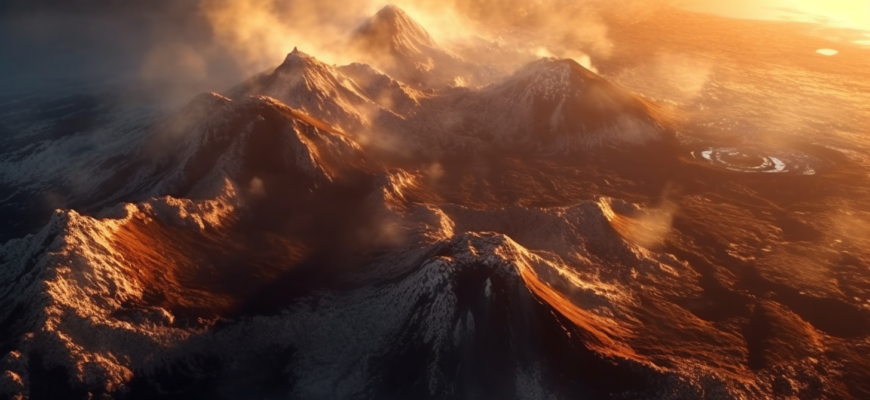 Сlose up shot of breathtaking view of Venus volcanoes