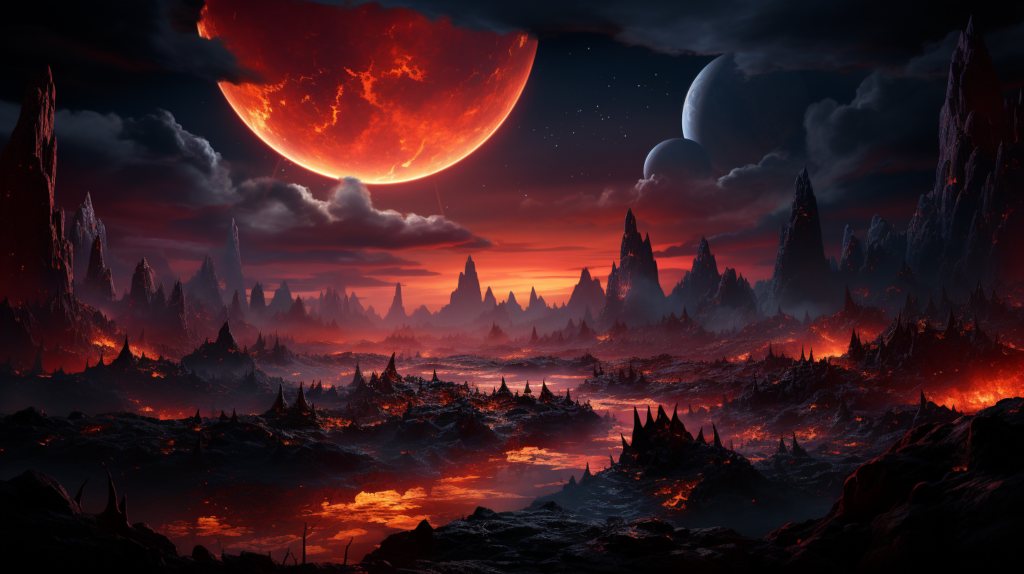 an artistic illustration of exoplanets including an ocean planet and lava world