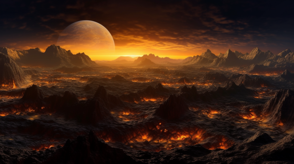 Breathtaking view of Venus with its glowing volcanoes