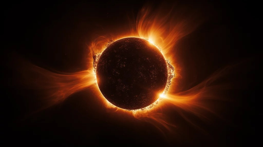 image taken within path showing darkening skies and solar corona