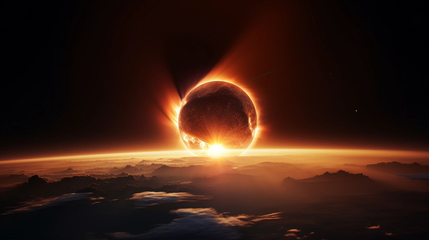 stunning solar eclipse from space