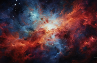 cosmic scene showcasing an emergent star surrounded by illuminated clouds of gas and dust in a stellar nursery