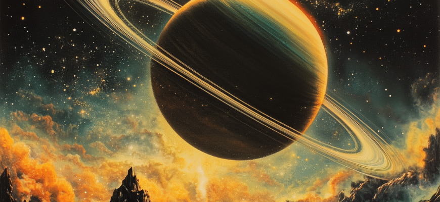 Saturn, hubble picture, realistic, science fiction journal
